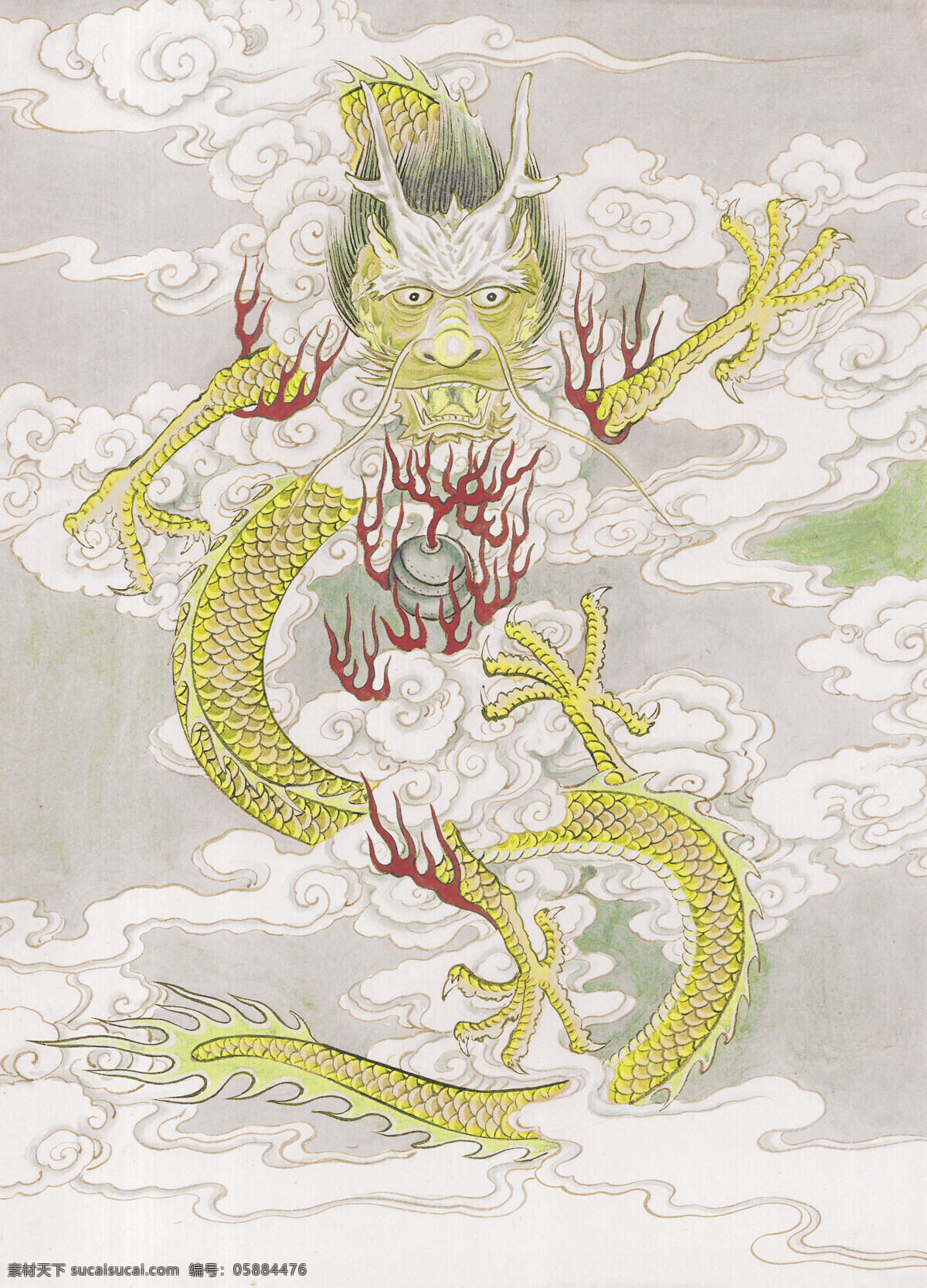 龙 生肖 工笔动物画 国画 设计素材 动物画篇 中国画篇 书画美术 白色