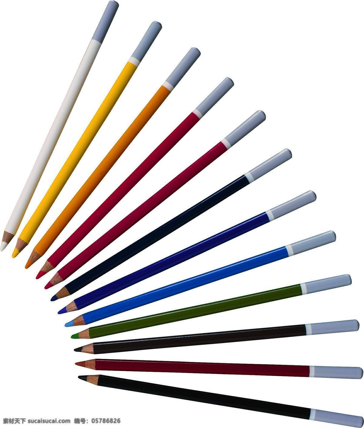 排成 扇形 铅笔 笔 绘画笔 彩色铅笔 文具 学习用品 办公学习 生活百科