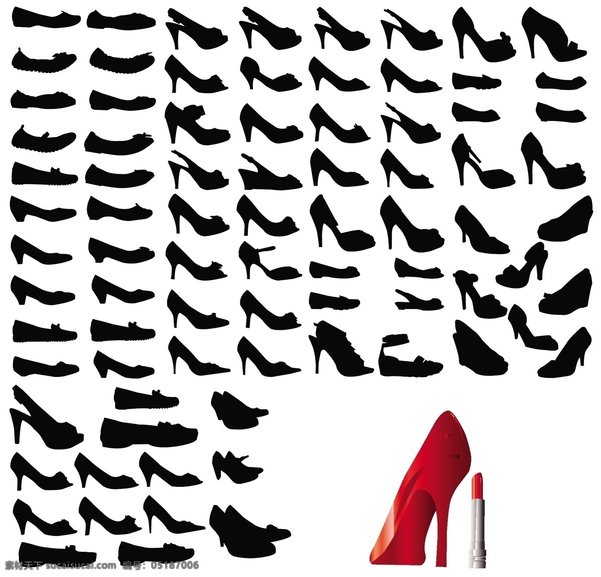 女性 高跟鞋 矢量 剪影 口红 女人 鞋 矢量图 其他矢量图