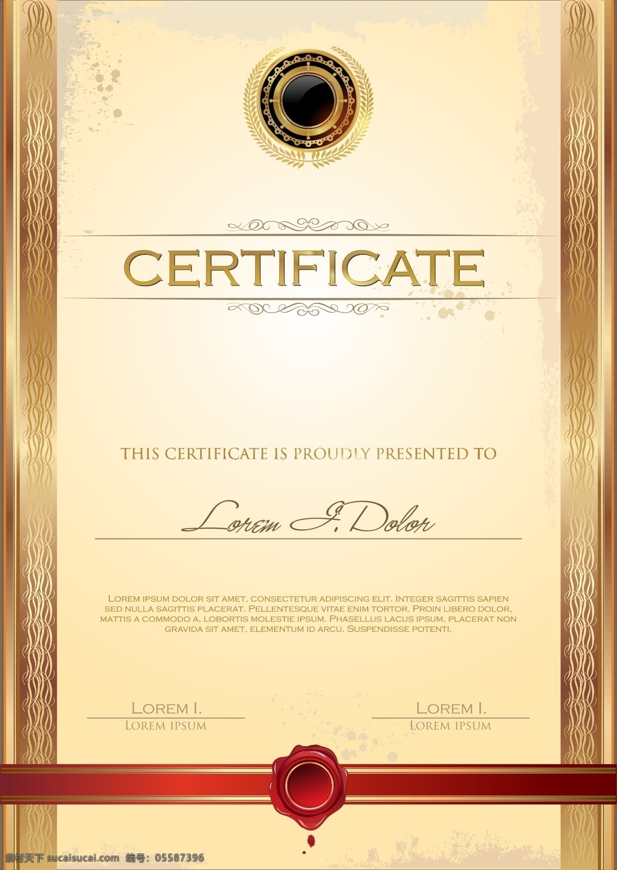 荣誉证书模板 证书模板 毕业证书 文凭 荣誉证书 授权证书 花边 边框 金色华丽花纹 其他模板 矢量素材 白色