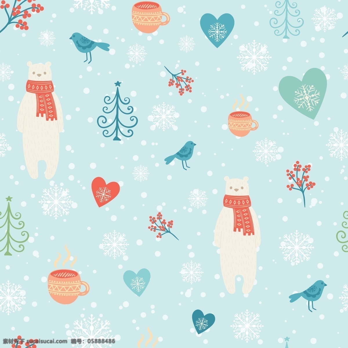 蓝色 圣诞 卡通 矢量 合集 环保 可爱 矢量素材 北极熊 排列 简约 平面素材