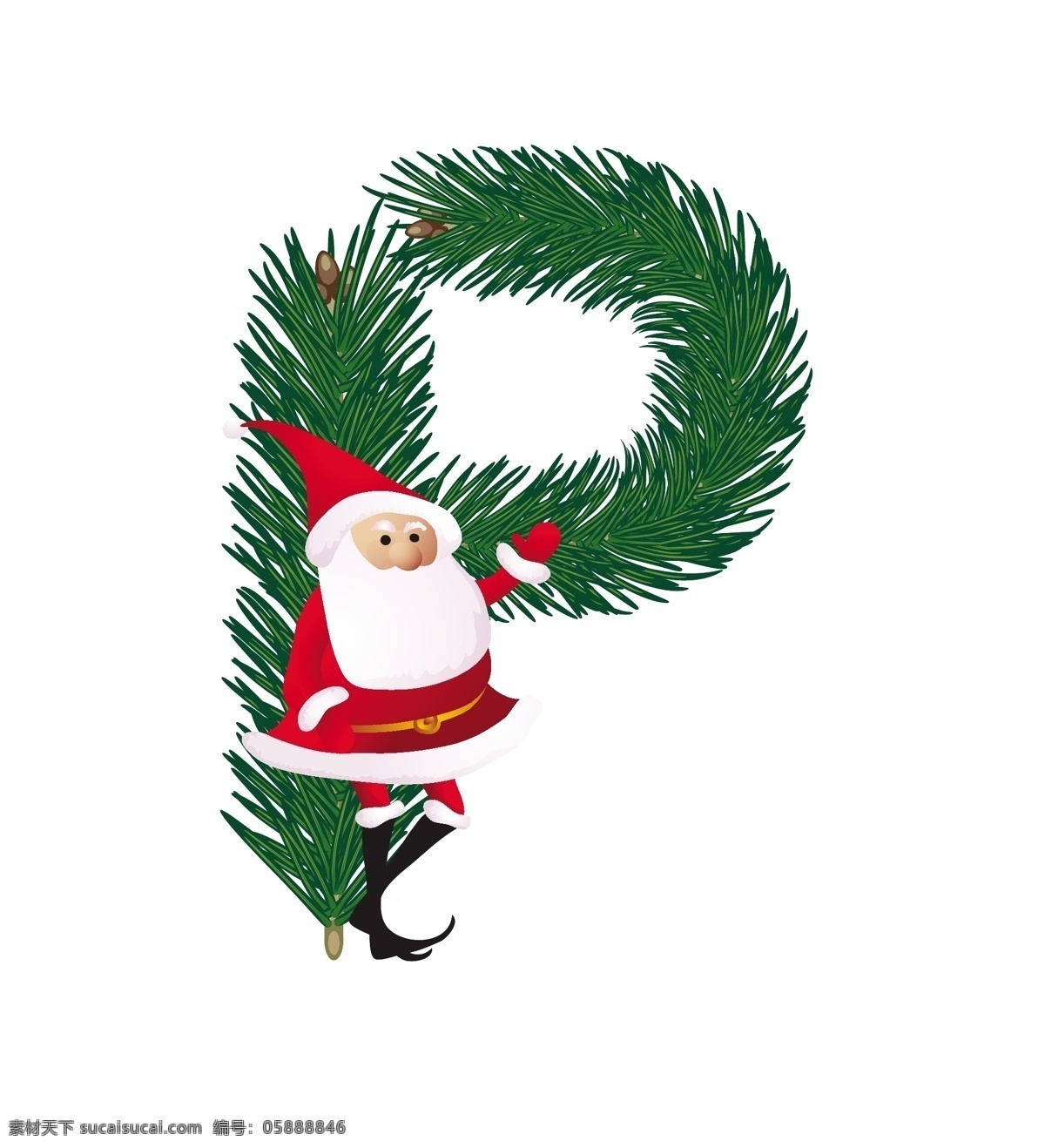 圣诞 装饰 杉树 abc 字母 p 向量 有趣 圣诞老人 矢量图 日常生活