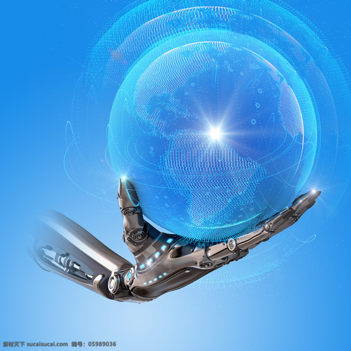 蓝色 球 机器 人手 手 地球 机器人 科技 电子 科学 其他人物 人物图片