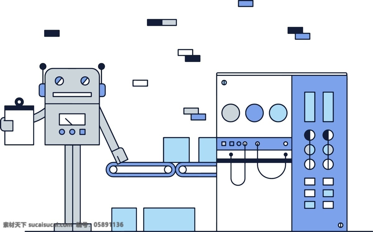 机器人 工人 卡通 插画 儿童插画 卡通插画 手绘插画 可爱