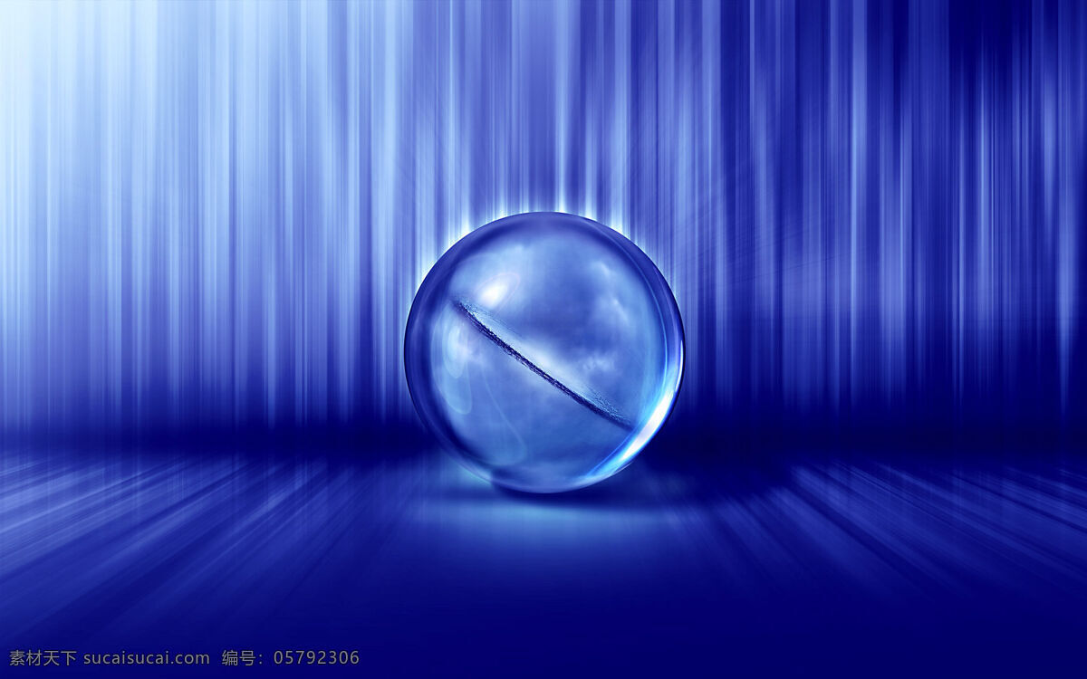 蓝色水球 蓝色 水晶球 水 水幕 平衡 3d设计