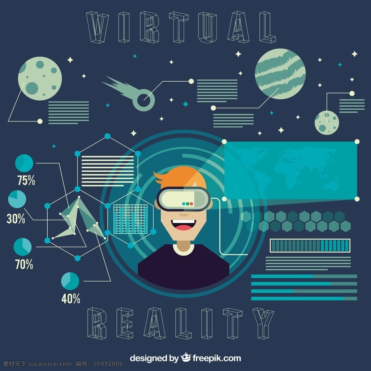 虚拟空间 男孩 背景 技术 空间 数字 眼镜 游戏 技术背景 平面 视频 现代 科技 行星 平面设计 创新 视频游戏 网络 未来 视觉