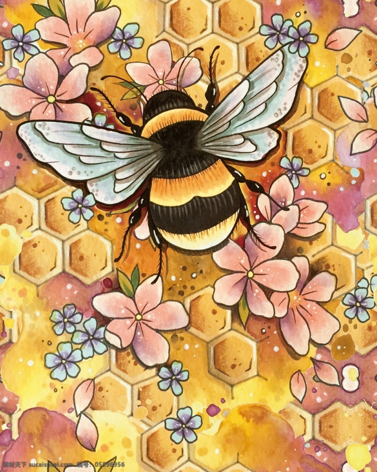 裁片 定位 手绘蜜蜂 数码印花 t恤 底纹 分层