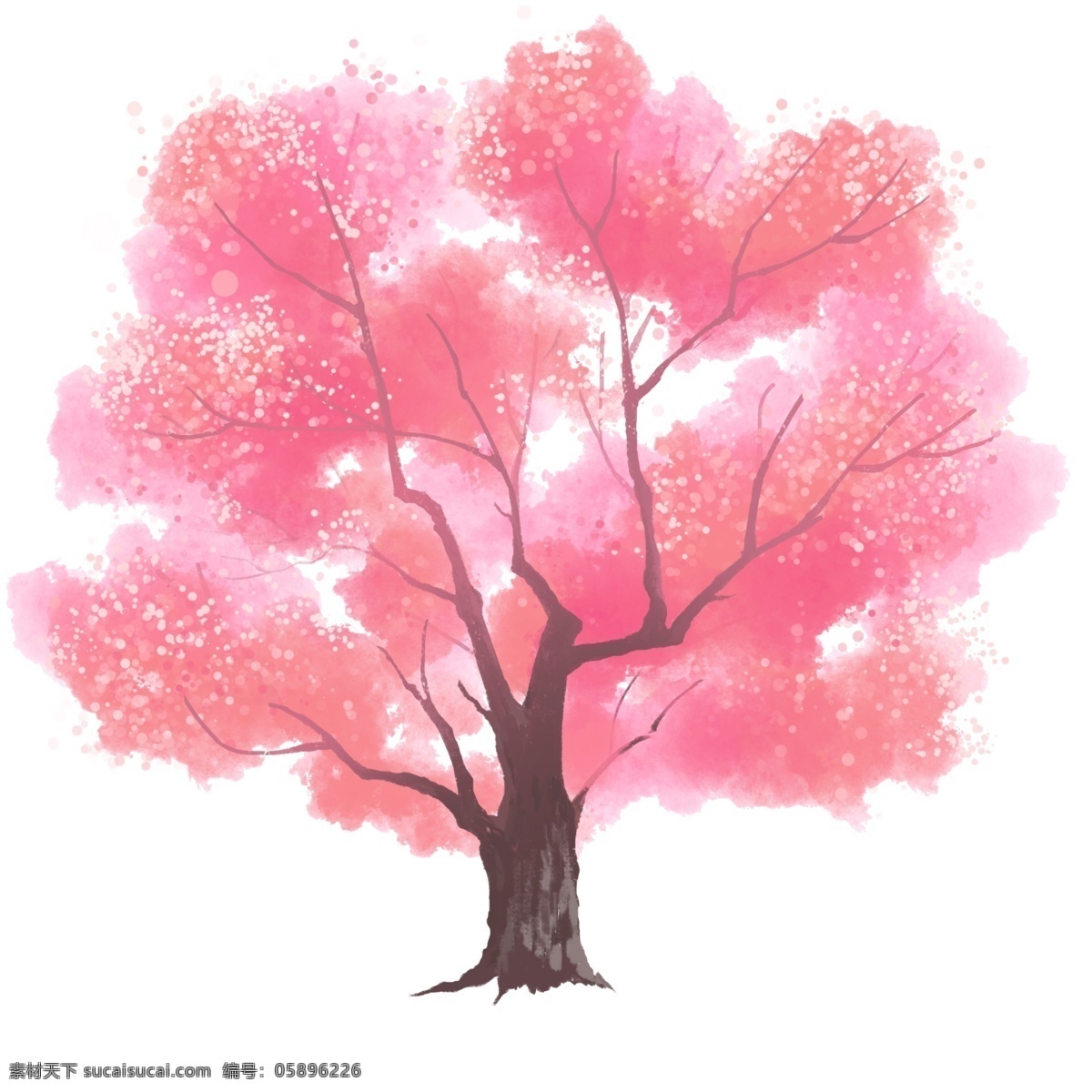 春季 观景 大树 插画 树木 粉色大树树叶 树 一棵粉色大树 树木插图 春天春季大树 观景大树