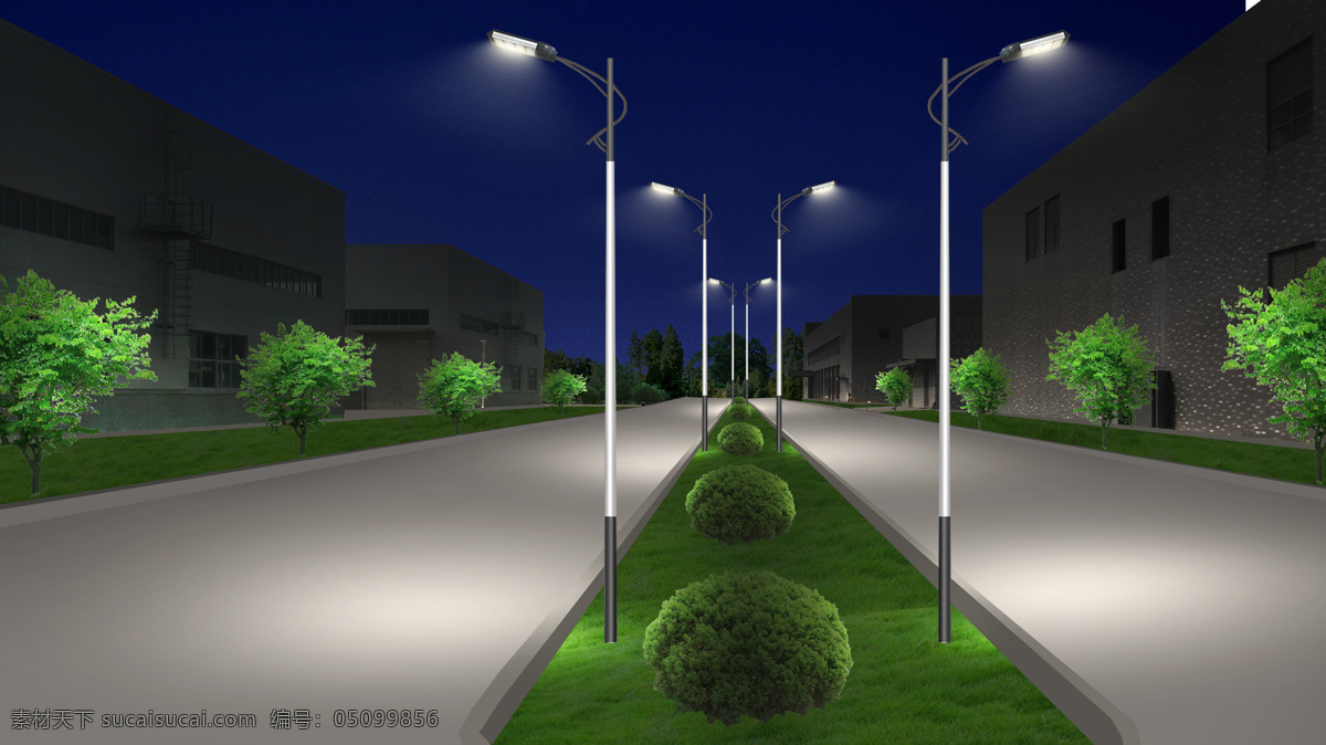 道路 效果 3d设计 景观 道路效果 路灯效果 道路亮化 3d模型素材 其他3d模型