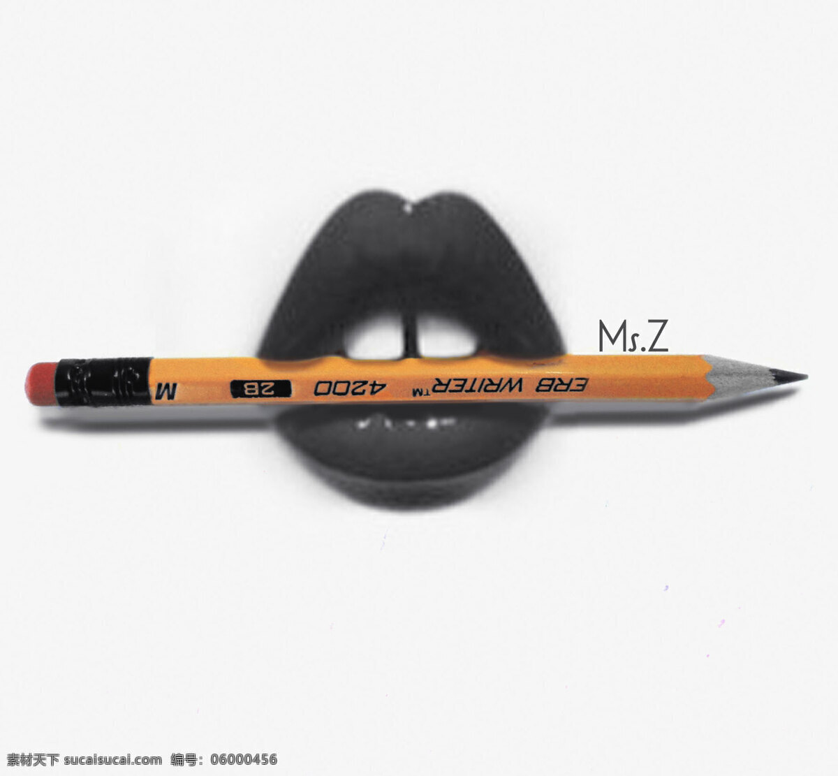 性感 嘴唇 上 铅笔 ms.z 标志设计 原创 文艺