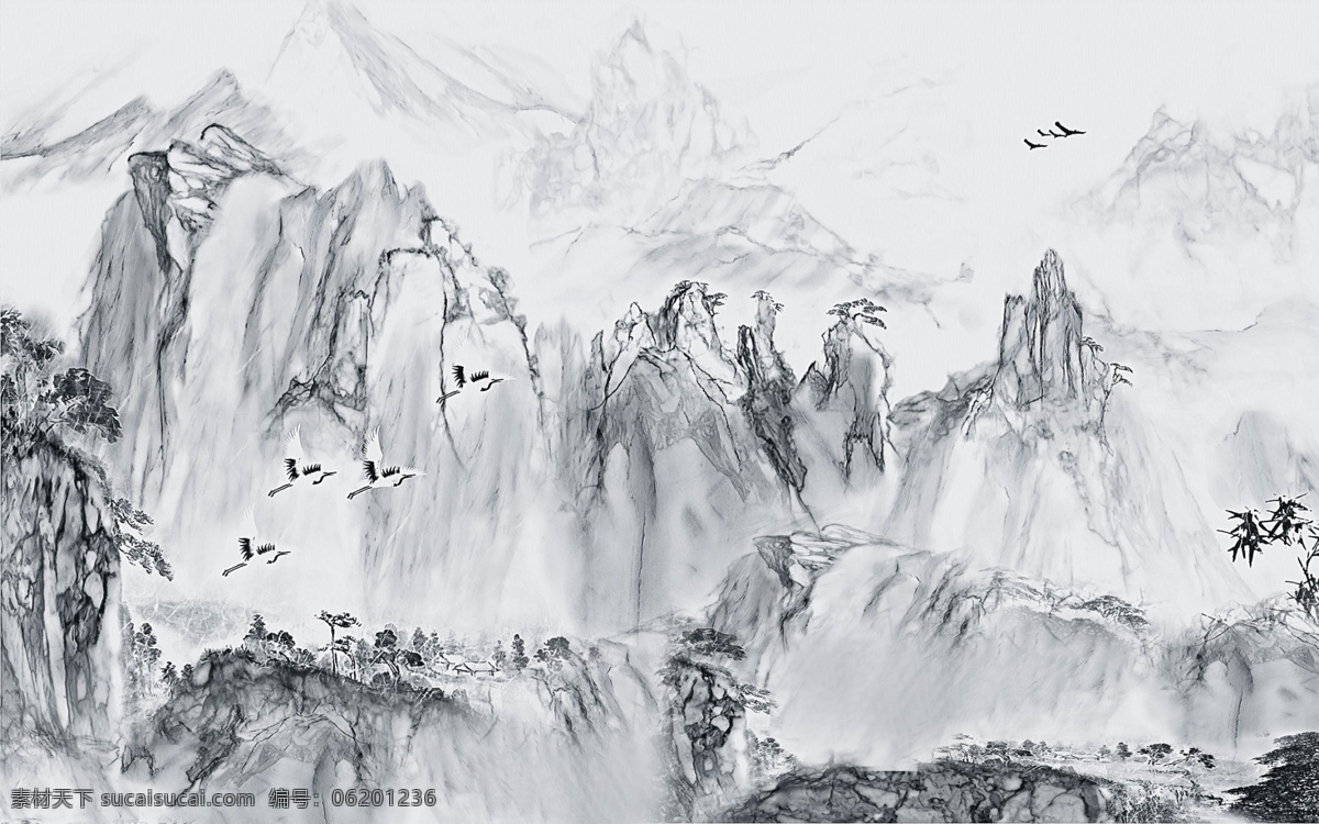 淡色 水墨 山水画 山水风景 寓意画 中式 中国风 传统 室内装饰画 客厅装饰画 家庭装饰画 装饰画素材 背景墙 海报素材 海报背景 绘画 国画 中国风国画 文化艺术 绘画书法