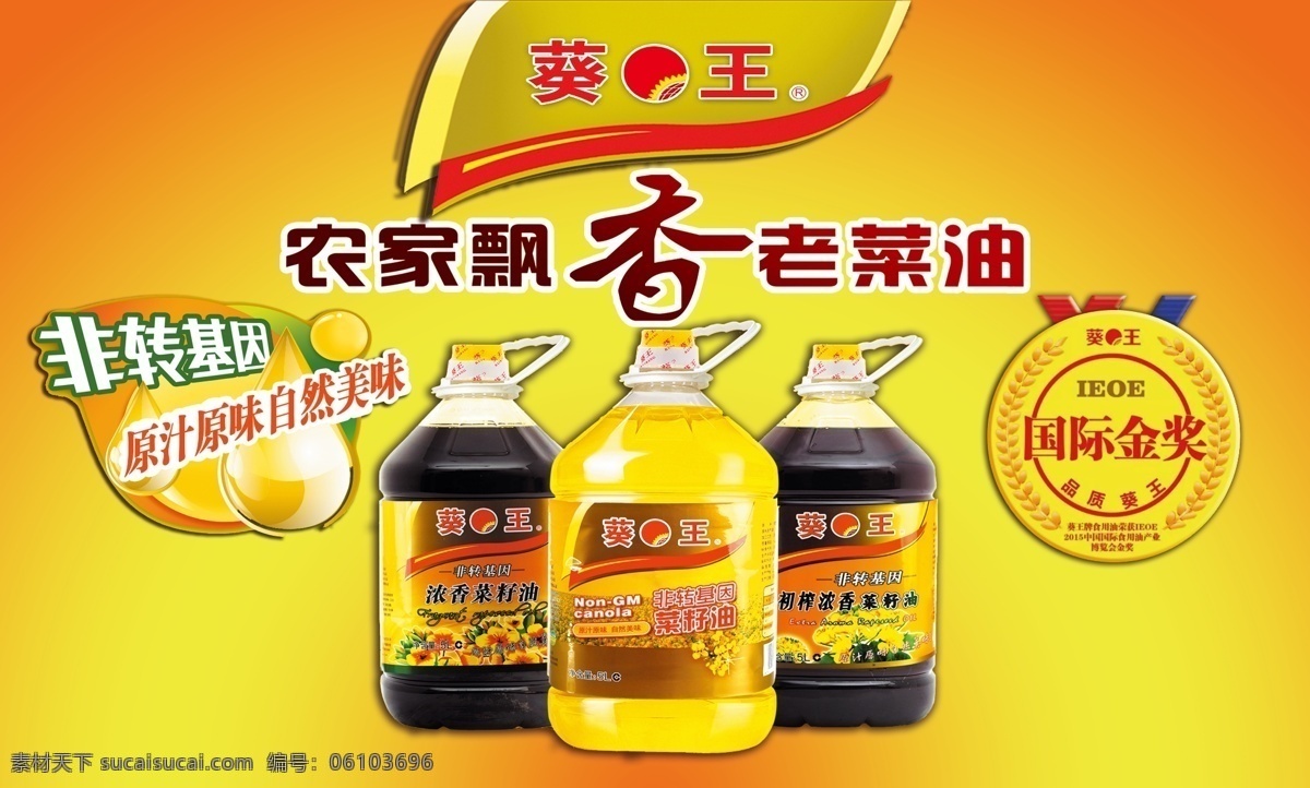蔡王 非 转基因 菜籽油 非转基因 油 黄色 室外广告设计