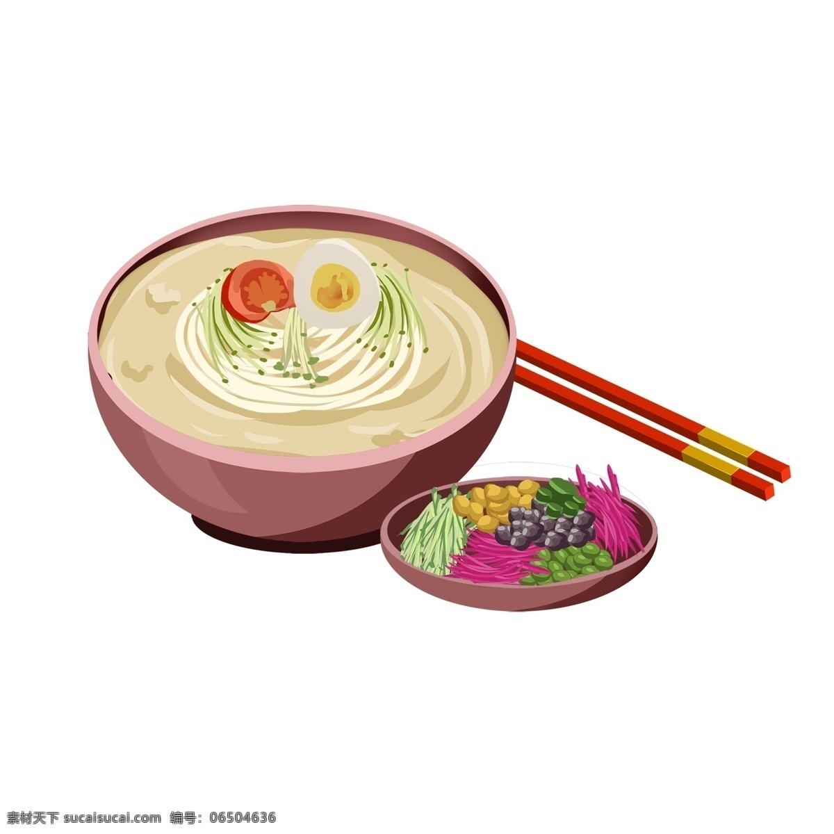 美食 面条 碗 筷子 鸡蛋 热 食 矢量 手绘 卡通 食物 卡通食物 餐饮素材 小菜 汤面 手绘风