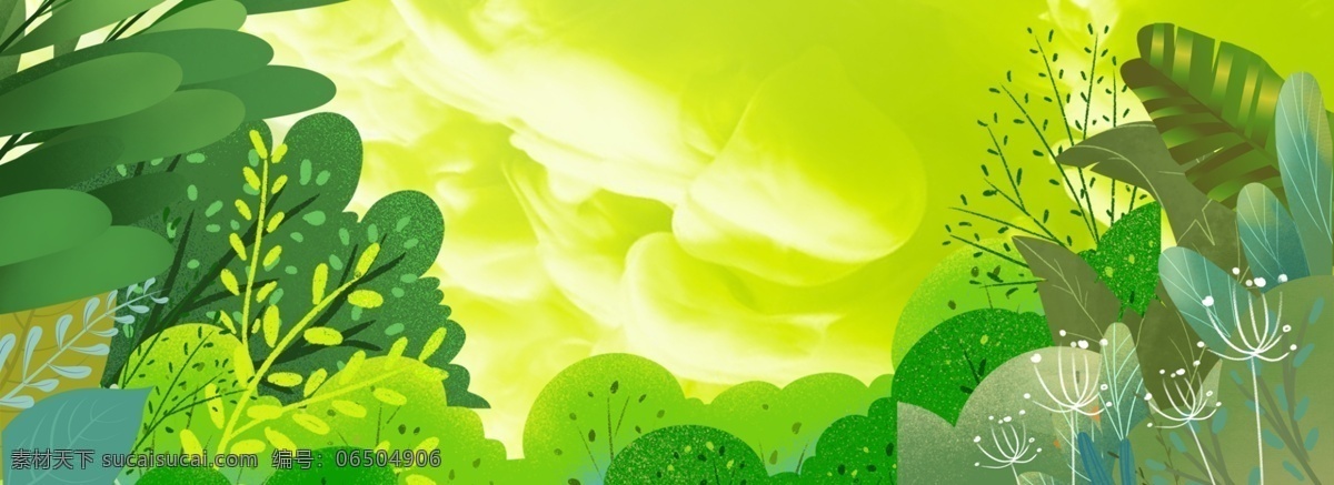 简约 卡通 大 森林 广告 背景 大森林 绿色 树 叶 通用 草