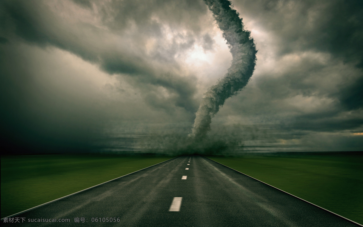 公路 上 龙卷风 乌云 自然灾害 灾难 其他风光 风景图片