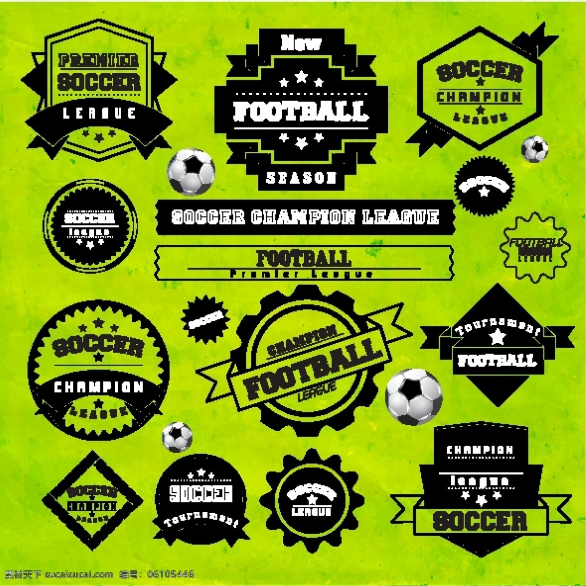 足球图标设计 足球 丝带 矢量足球 图标 标签 贴纸 体育 运动 体育运动 生活百科 矢量素材 绿色