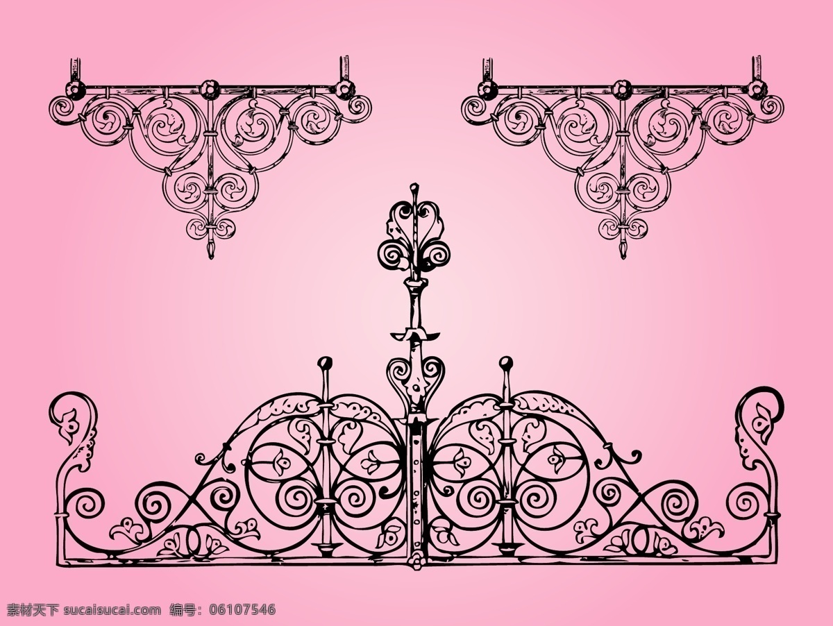 铁艺栏杆 cad 铁艺 图案 施工图类 花纹花边矢量 环境设计 建筑设计