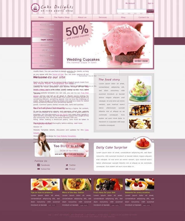 美食 甜品 网页设计 模板 白色