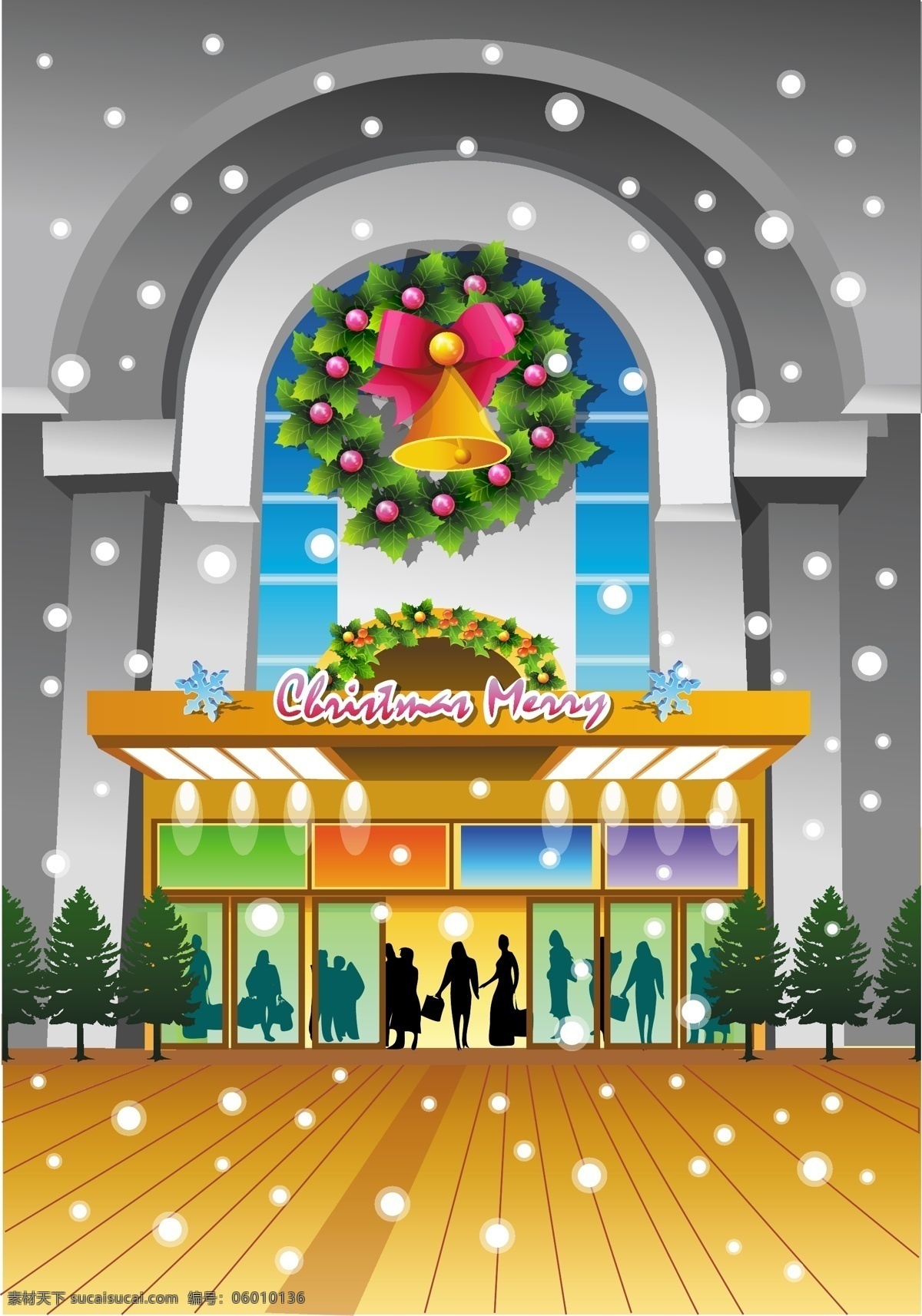 圣诞 前夕 前门 商场 装修 背景壁纸 建筑与城市 庆典和聚会 圣诞节 节日和季节 杂项物品 装饰装潢 艺术载体 模板和模型