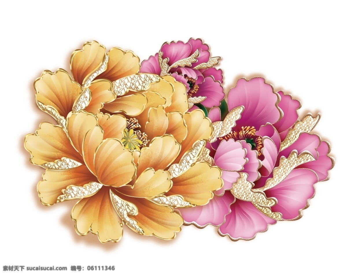 华丽 金边 牡丹花 模版下载 富贵花 节日素材 春节元素 牡丹 花卉 文化艺术 节日庆祝