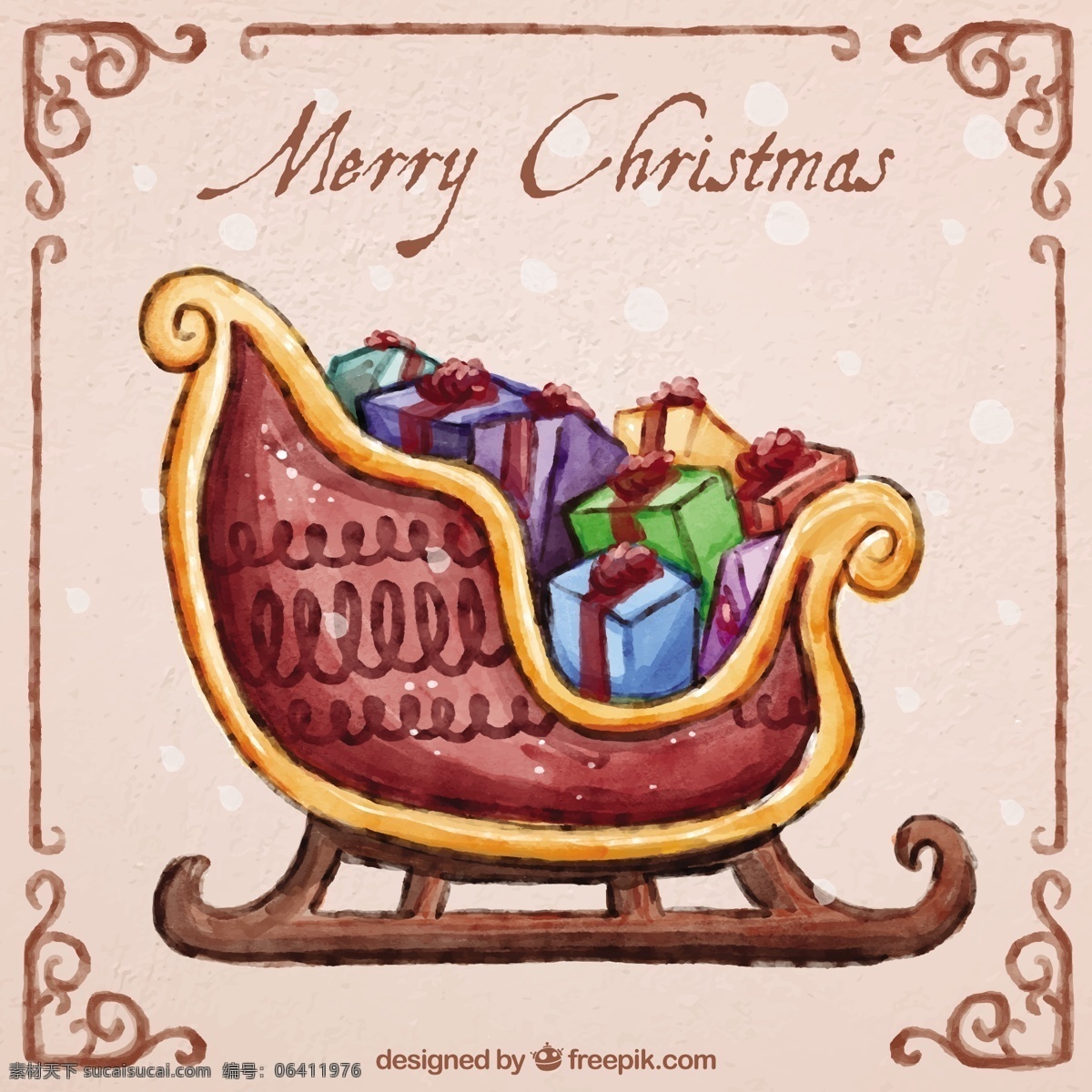 手绘圣诞雪橇 架 圣诞节 一方面 卡片 圣诞快乐 冬天快乐 圣诞卡 圣诞 庆祝 节日礼品卡 装饰 节日快乐 圣诞礼品 框架 提出了 雪橇 季节的问候 圣诞装饰 粉色