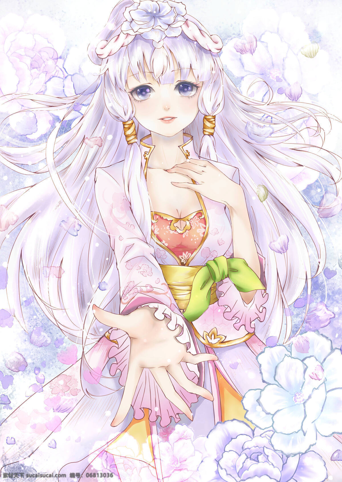 花与少女 唯美 手绘 二次元 少女 可爱 头像 动漫动画 动漫人物