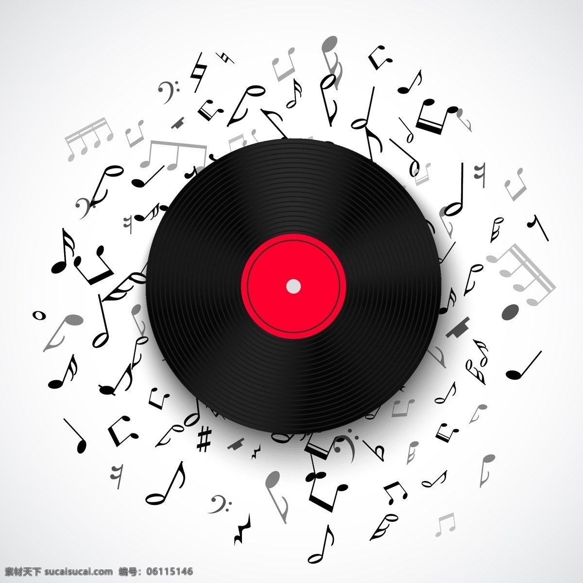 创意 红色 音乐节 海报 宣传 矢量 复古 唱片 音乐 符号 黑白 碟片 片 背景 黑胶 cd 封面 矢量图 矢量素材