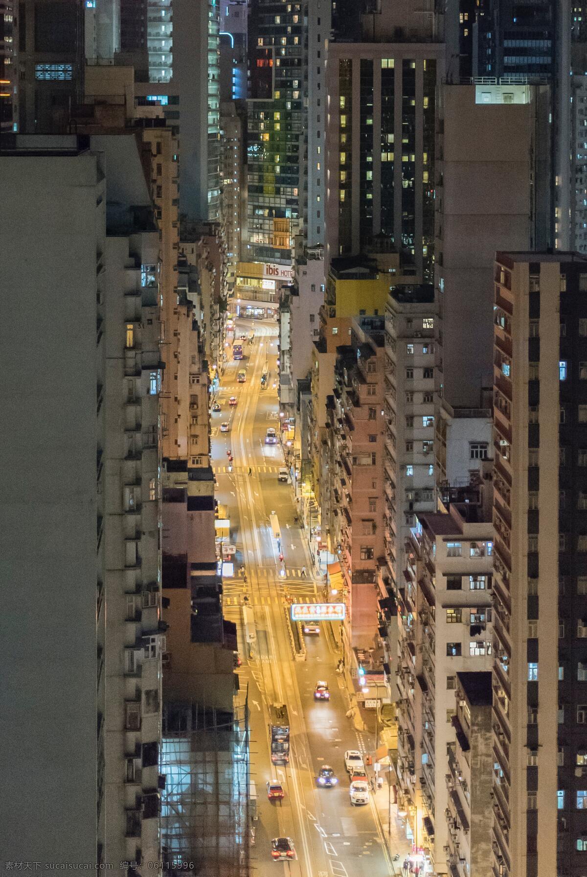 夜色 下 城市 街道 道路 灯光 汽车 建筑景观 自然景观