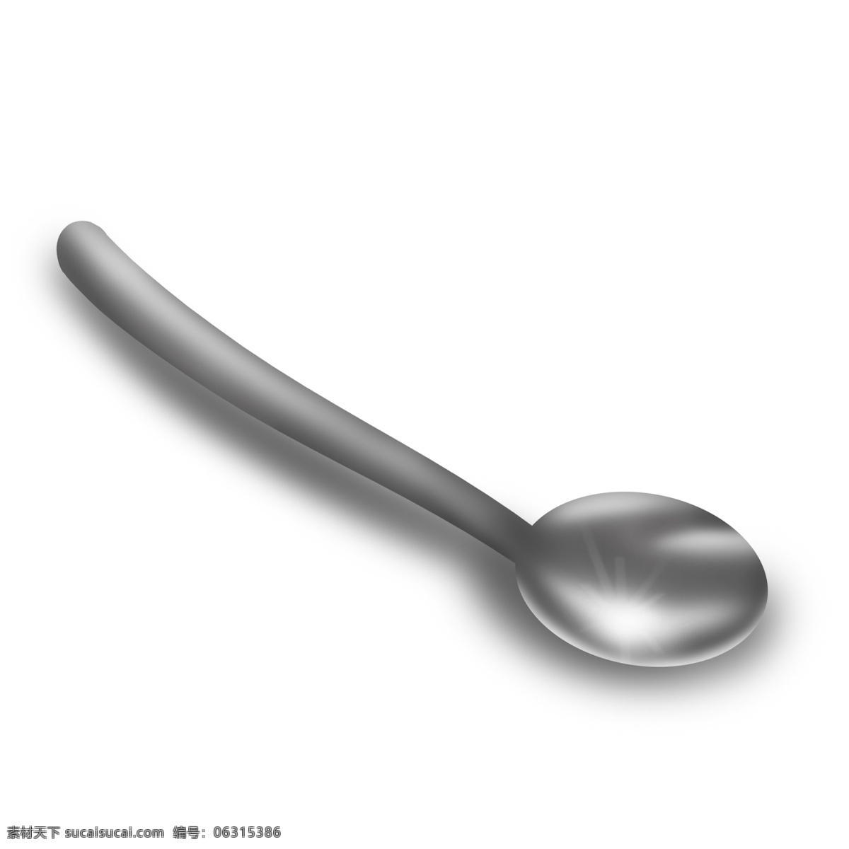 银白色 可爱 精致 反光 勺子 汤勺 灰色 白色 耀眼 餐具 手绘 写实 仿真 真实 用餐