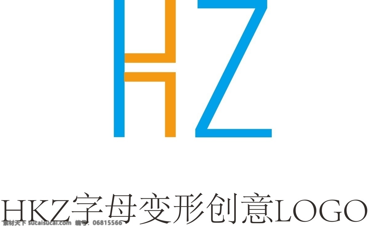hkz 字母 变形 创意 logo 宋体 白色