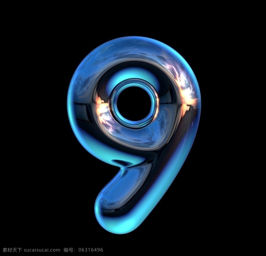 数字设计 数字 阿拉伯数字 蓝色字体 字体设计 幽蓝 3d作品 3d设计