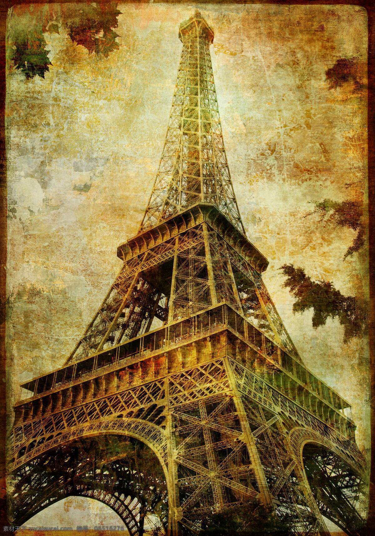 油画 艾菲尔铁塔 法国 铁塔 法国标志 建筑景观 自然景观 城市风光 环境家居