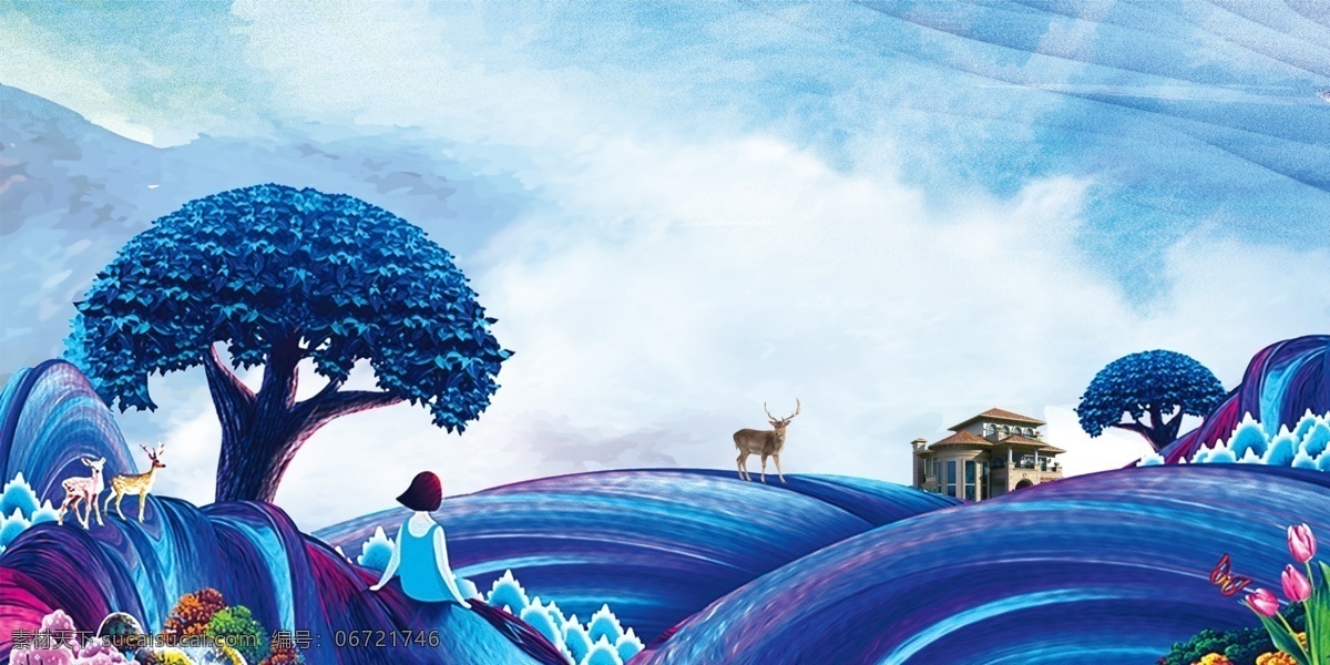 时尚 精美 房地产 海报 背景 地产 手绘背景 水墨背景 唯美背景 豪宅别墅 手绘水墨 唯美手绘 唯美水墨 手绘唯美 水墨手绘 房地 手绘房地产