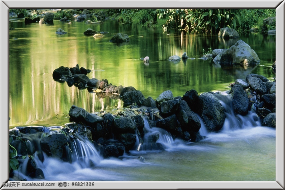 山水 风景画 山 树木 水 家居装饰素材