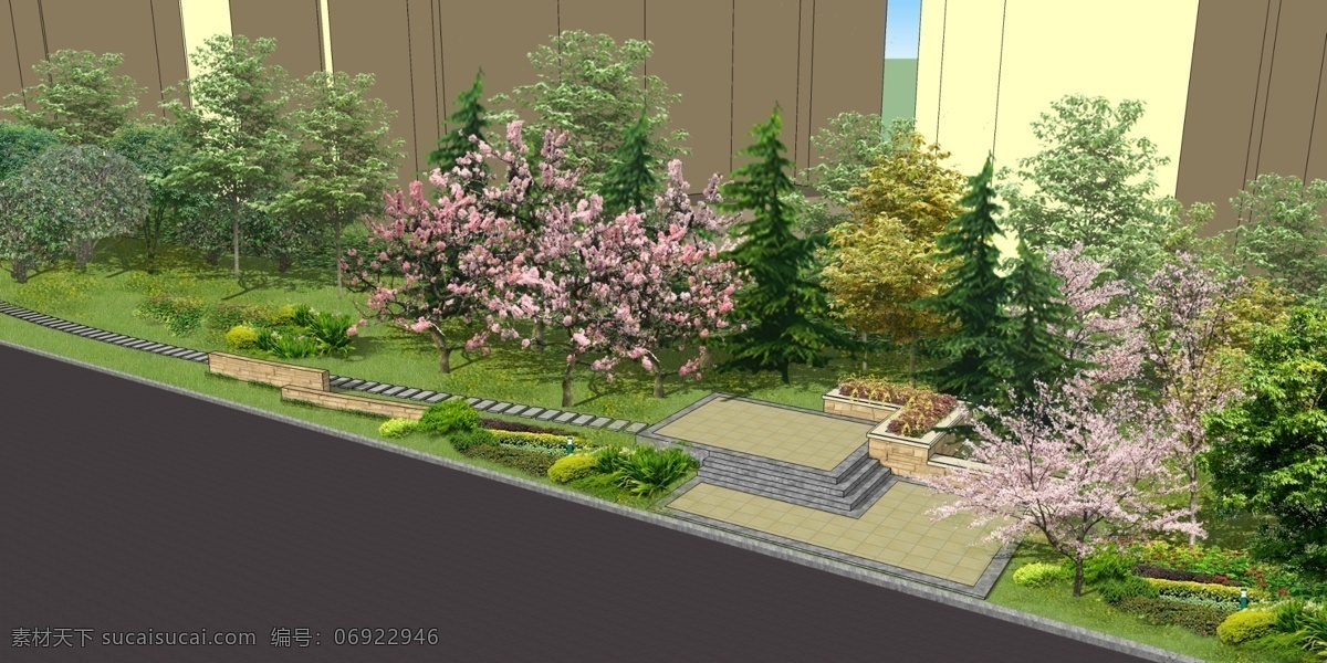 城市绿化 景观设计 节点 城市 室外 绿化 效果图 景观 园林设计 室外模型 3d设计模型 源文件