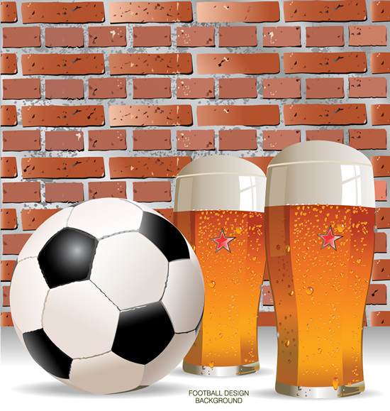 足球 主题 海报 背景 矢量 草地 海报背景 绿色曲线 啤酒 运动 砖墙 足球主题 免费 海报背景图