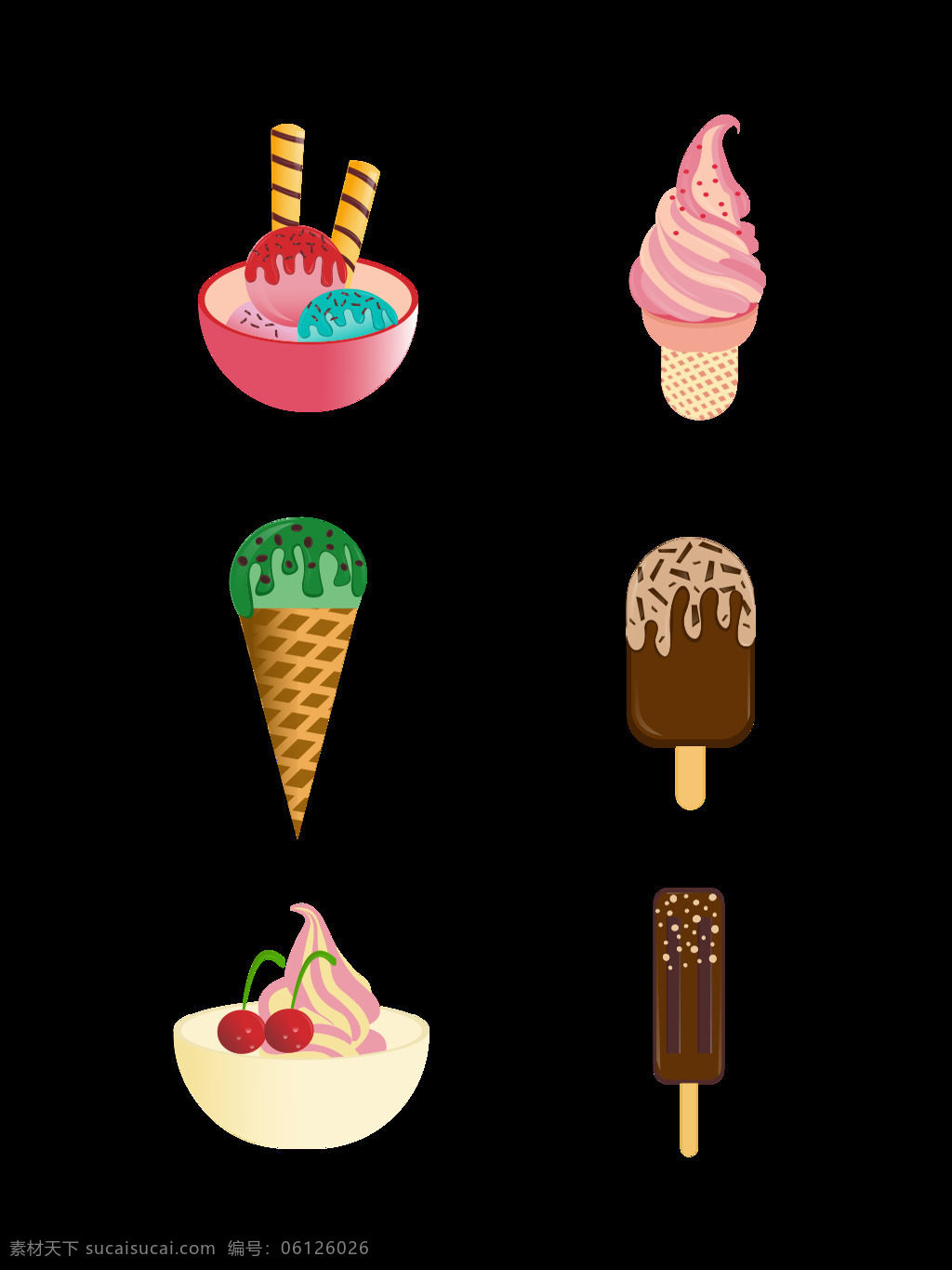 矢量 夏天 元素 卡通 雪糕 套 图 元素设计 美食 冰淇淋 巧克力 美味 甜点