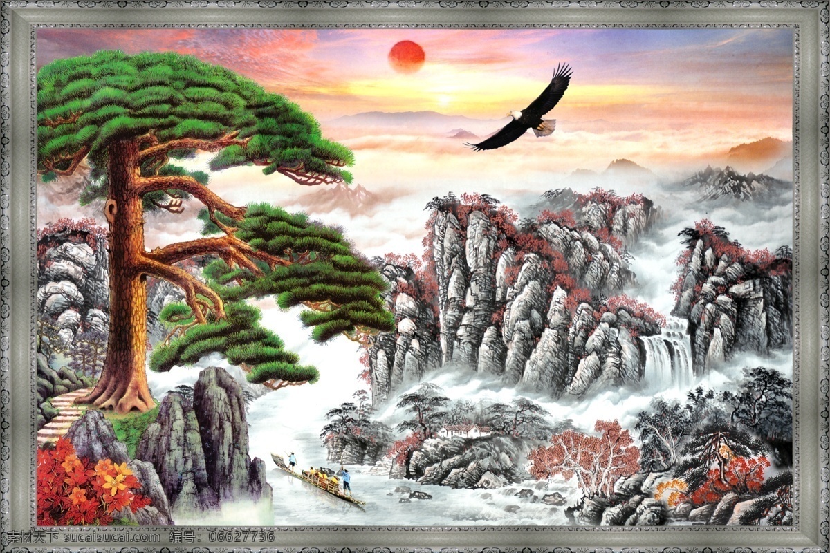 迎客厅 迎客松客厅大型壁画素材图片下载-素材编号06627736-素材天下图库