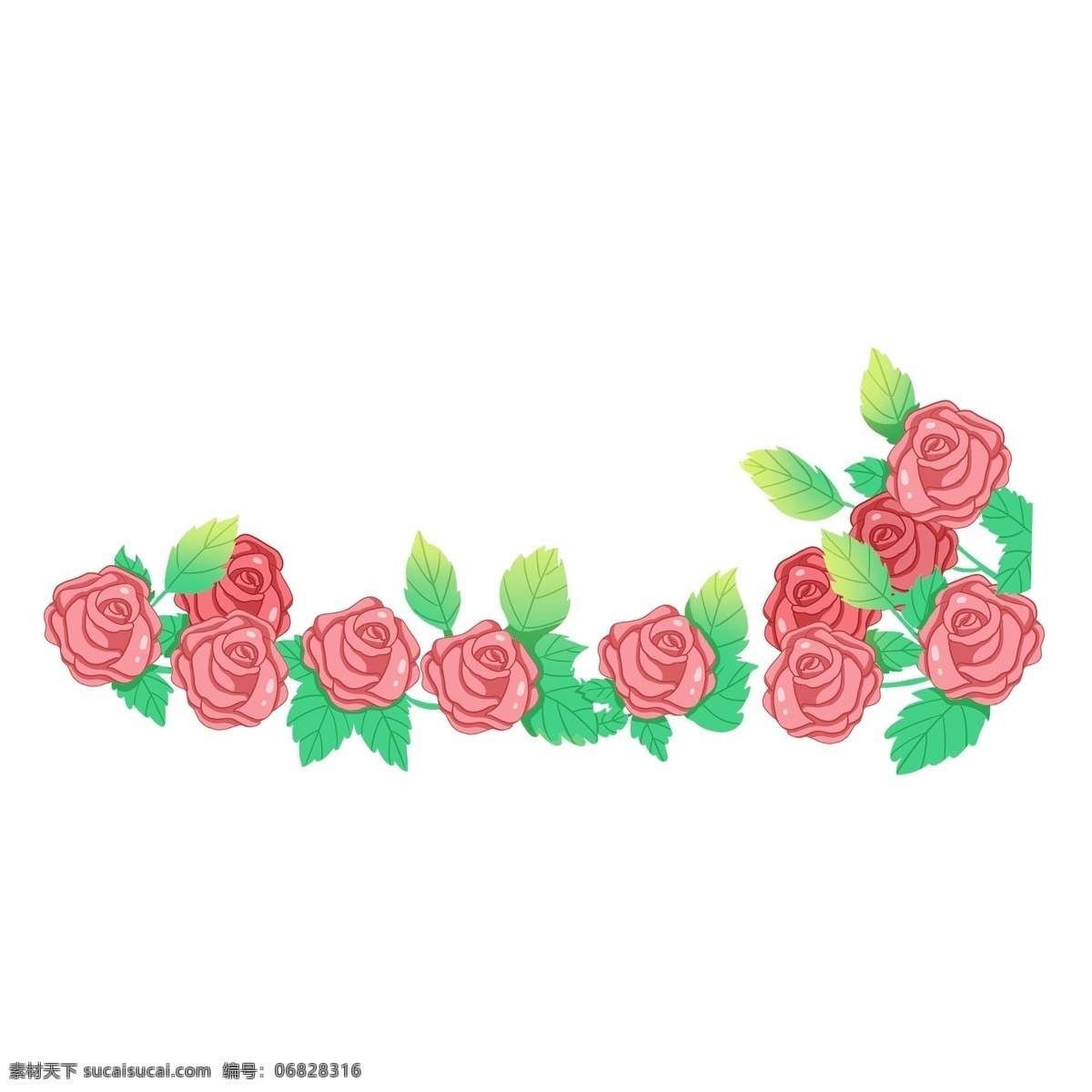 淡 粉色 花卉 手绘 透明 鲜花 绿色 叶子 png元素 装饰图案 免扣素材