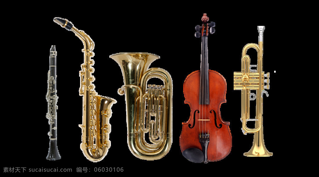 各种 演奏 乐器 元素 png元素 长号 大提琴 黑管 免抠元素 萨克斯 透明素材 小号