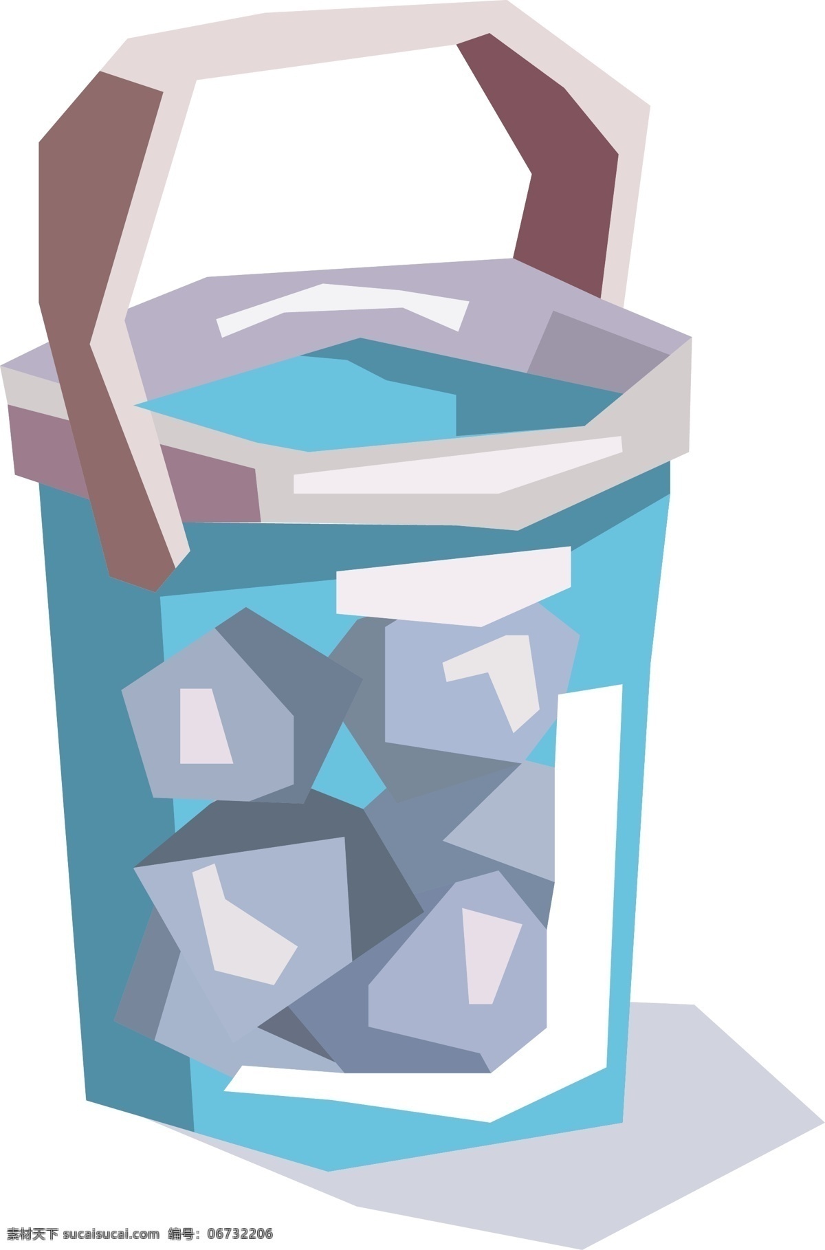 冰 桶 冰块 商用 元素 冰桶 矢量 几何 卡通