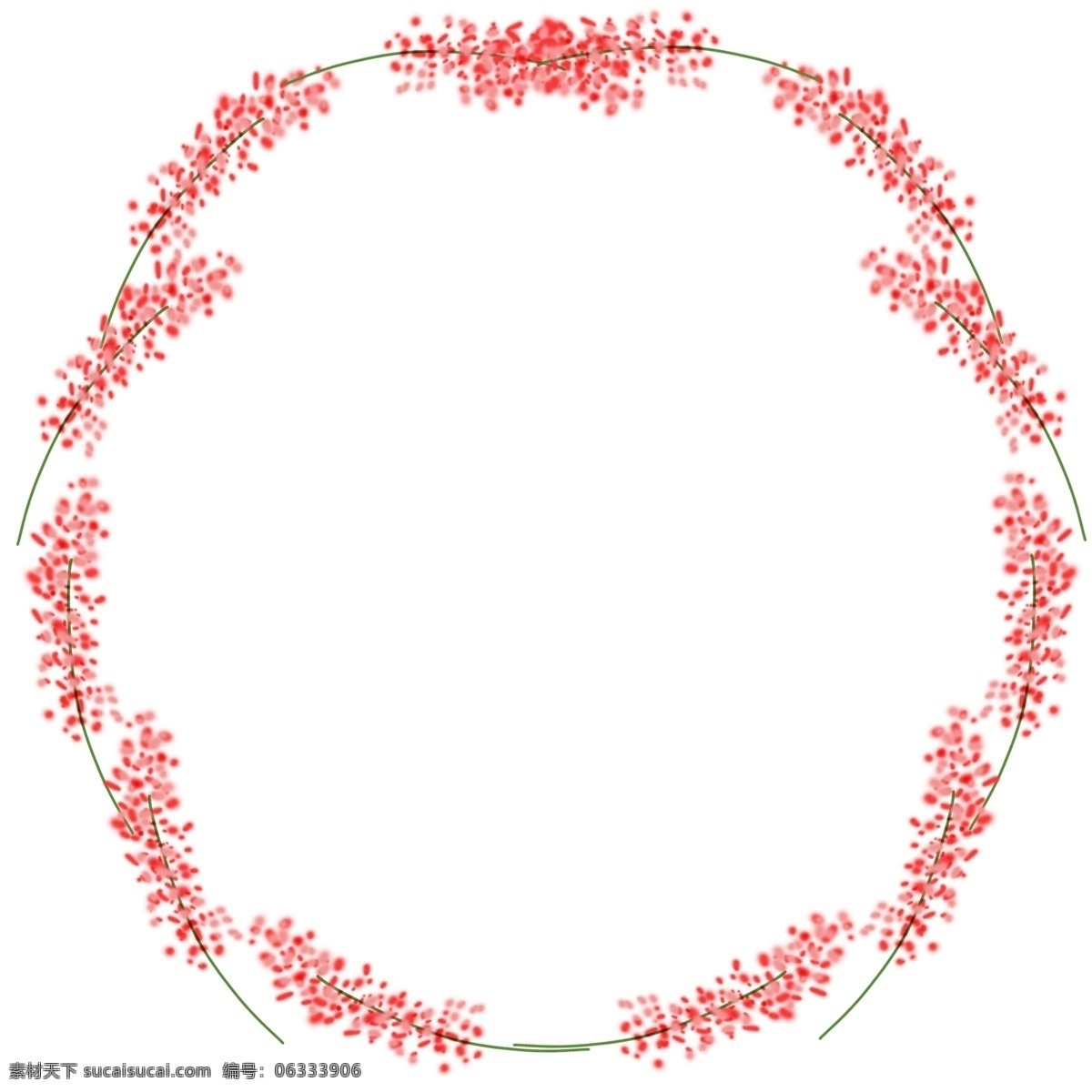 红色 小花 植物 边框 唯美的边框 卡通边框 红色小花 绿色的花枝 边框插画 创意卡通边框 圆形边框插画