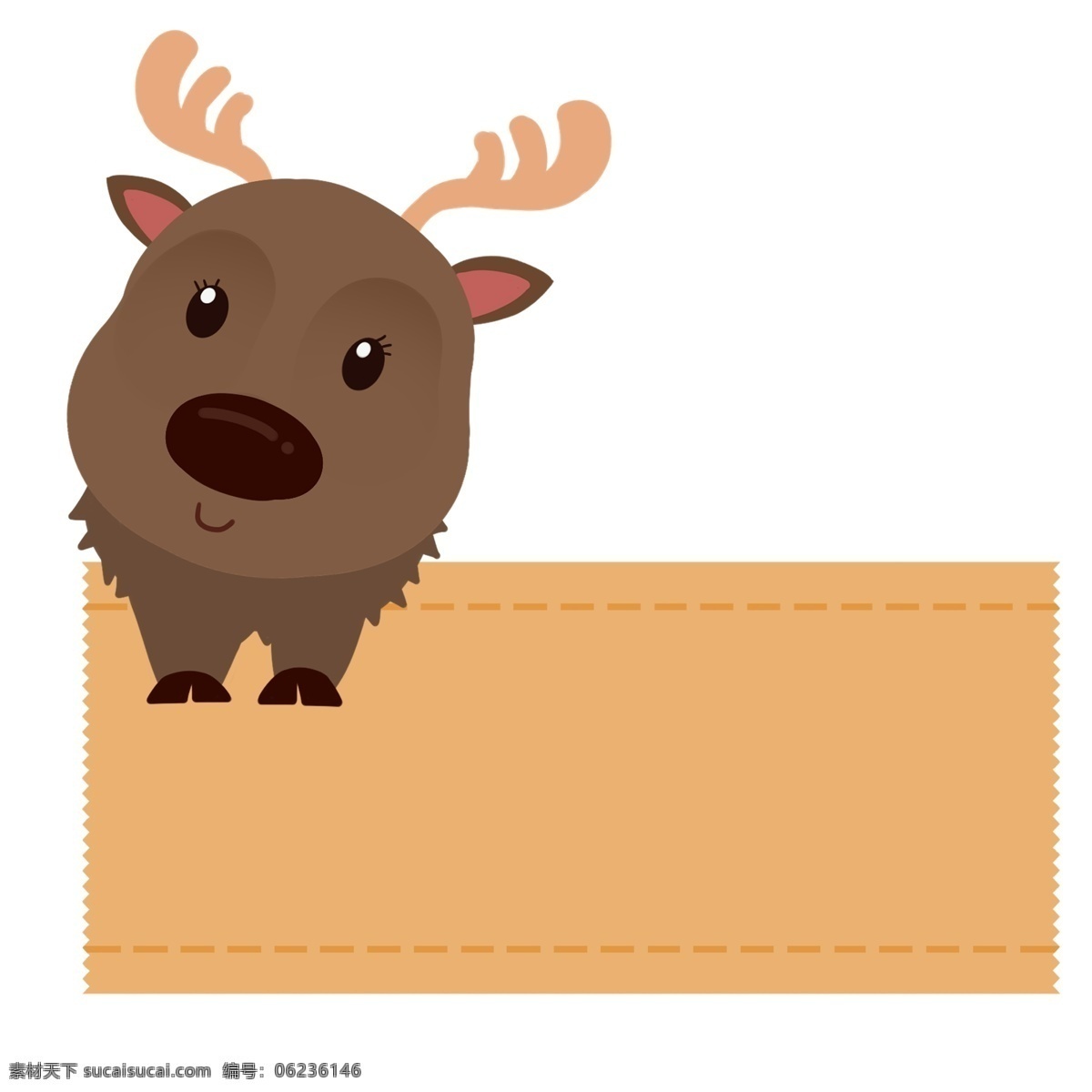 手绘 小鹿 边框 插画 褐色小鹿边框 手绘边框 可爱的边框 小动物边框 装饰边框 黄色边框 边框插画
