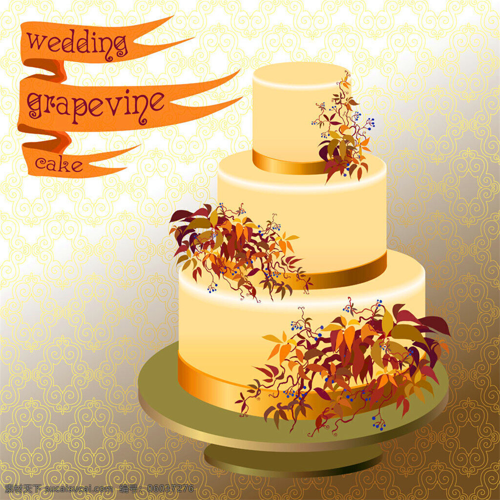 树叶 婚礼 蛋糕 秋天树叶 叶子 丝带 婚礼蛋糕 卡通蛋糕 结婚蛋糕 蛋糕美食 餐饮美食 生活百科 矢量素材