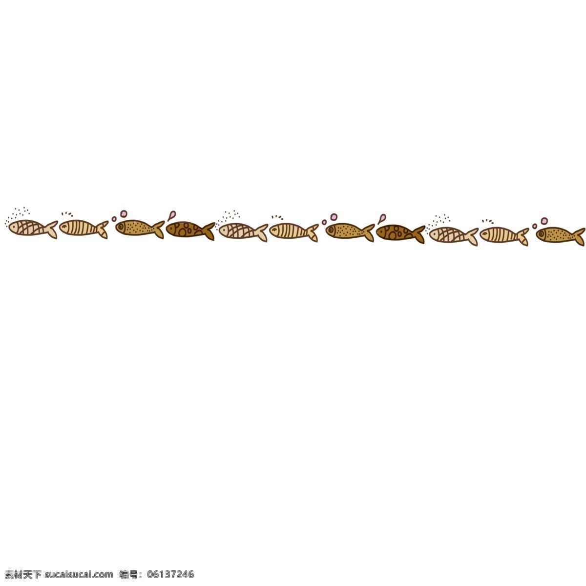 水 生物 小鱼 分割线 水产分割线 一排鱼 水生物分割线 小鱼分割线 卡通的分割线 动物 插画