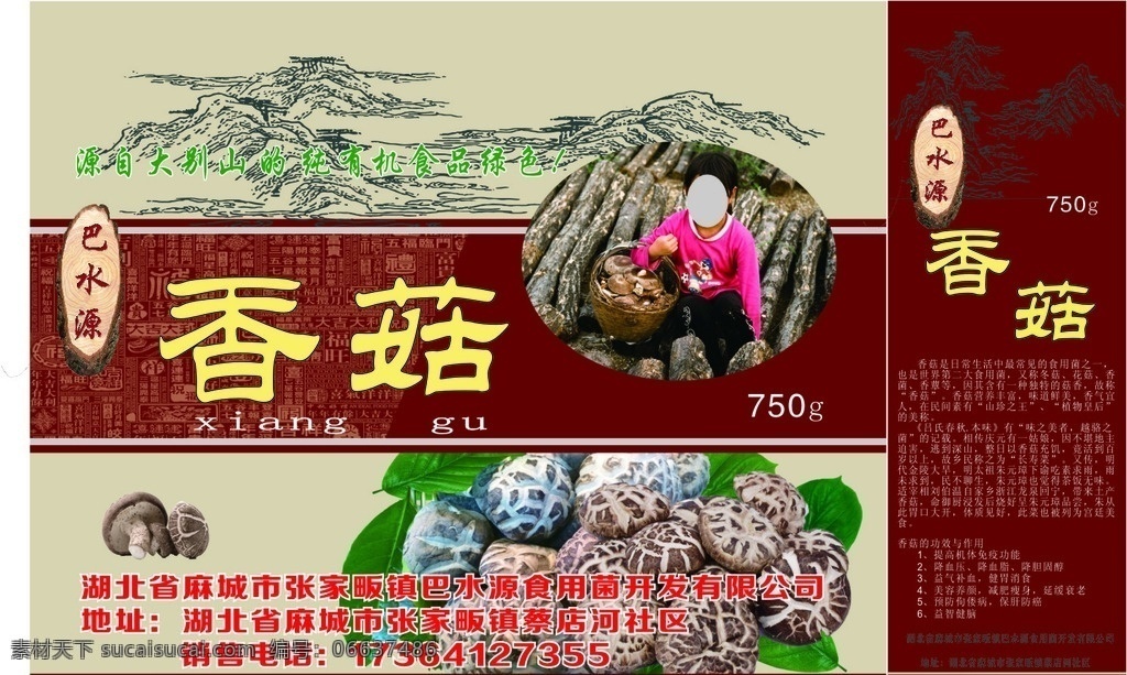 香菇 包装盒 包装盒设计 大别山 绿色食品 巴水源 包装设计