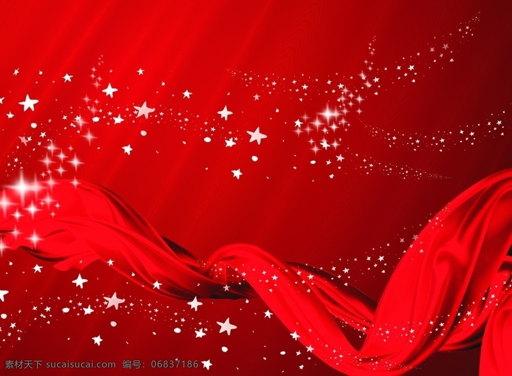 中国红背景 中国红 背景 小星星 红色绸带 唯美背景