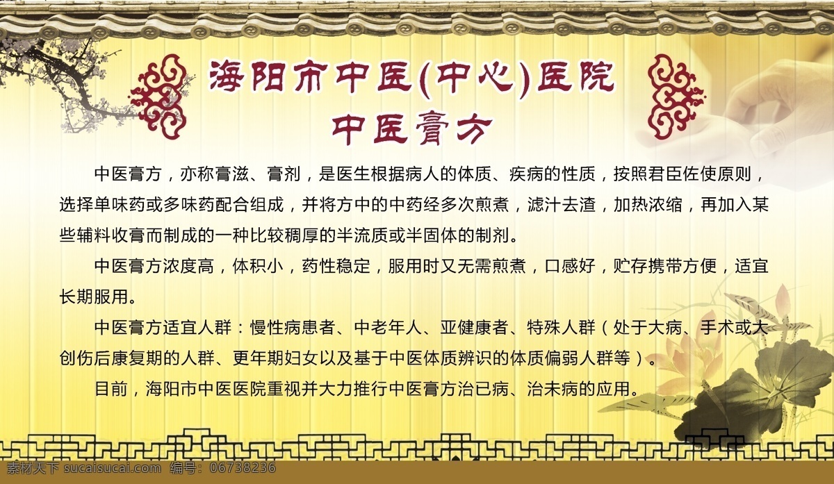 广告设计模板 荷花 花纹 梅花 医院展板 源文件 展板模板 中医素材 医院 中医 膏 方 展板 模板下载 医院中医膏方 古屋檐 古书背景 其他展板设计