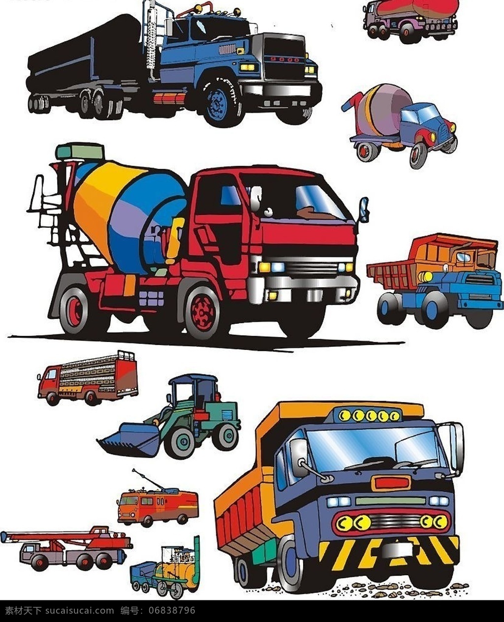 车辆 卡车 拖拉机 吊车 油车 电车 散装水泥车 车 货车 其他矢量 矢量素材 矢量图库