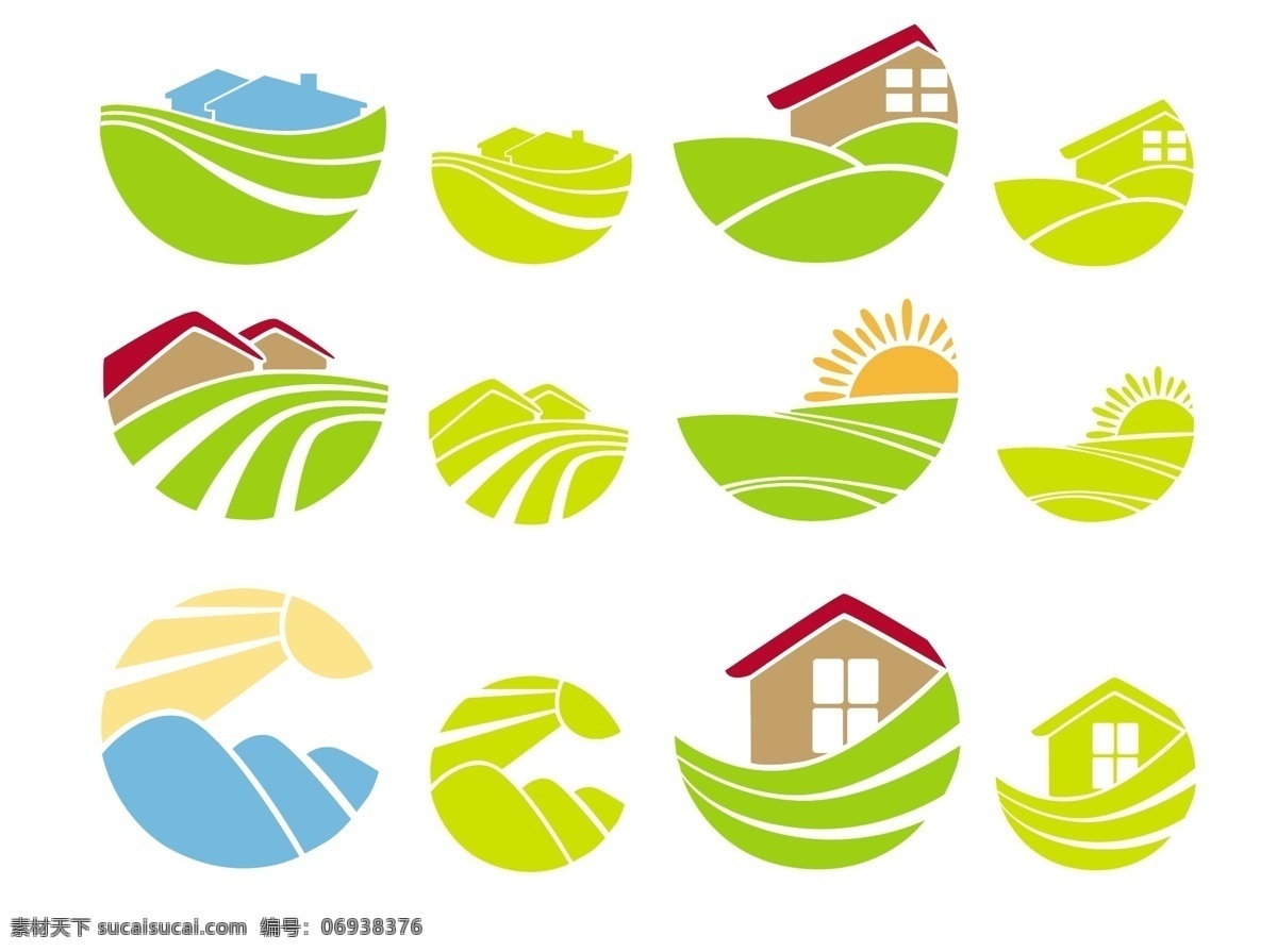 农业 环保 logo 房子 风景 logo设计 图标设计 标志设计 图形logo 空间环境 矢量素材 白色